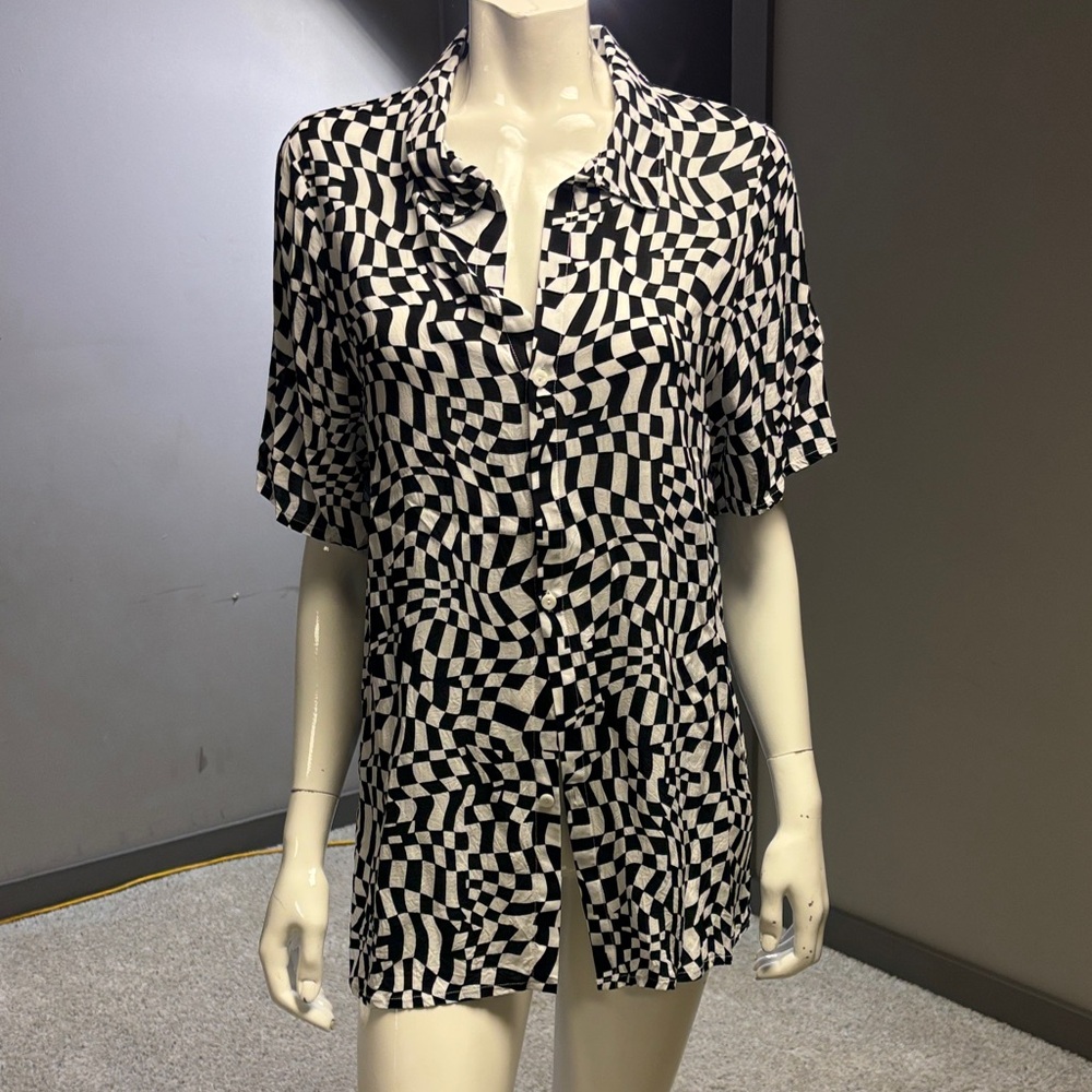 Fun Black and White Figured Women's Top - Size M